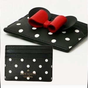 Kate Spade Minnie Black and White Polka Dot Card Holder NWOT